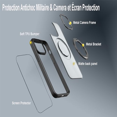 Coque iPhone 15 MagSafe support noir mat pour éliminer traces et reflets - 4