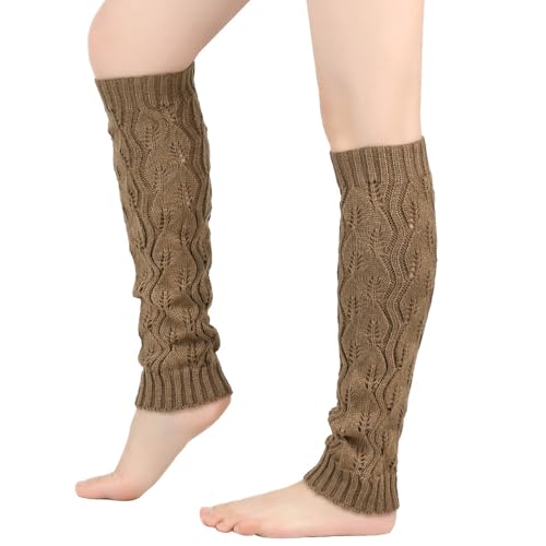 Image of YELAIVP Leg Warmers for Women 80s Cable Knit Leg Warmer Fingerless Gloves Footless Socks for Dance Yoga Party Accessory
