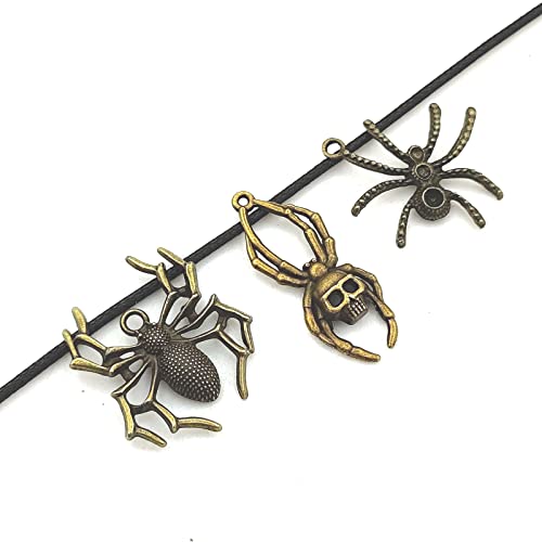 Yoogcorett 50 Grams Charms Mixed Spider Web Spider Animal Pendants Tibetan Silver Alloy Pendants Bulk For Diy Crafts Jewelry Making Findings Supplies - Random (Antique Bronze) #TOP1