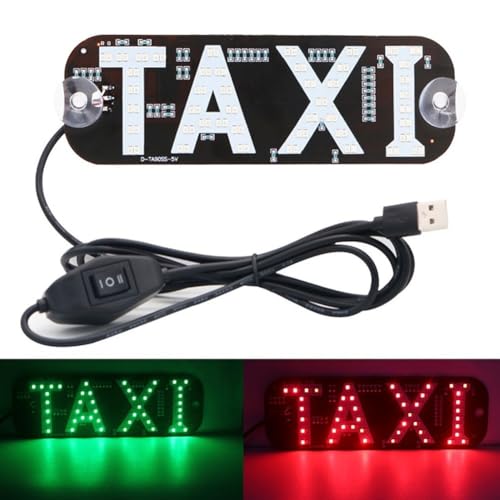 Luz de taxi USB, señal de techo de cabina LED de doble color de 19 cm con ventosas fuertes, salida roja y verde para vehículos comerciales de pasajeros, accesorios de taxi