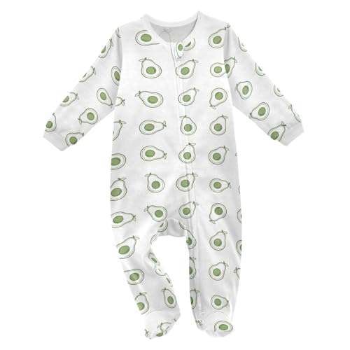 Emelivor White Avocado Fruit Baby Newborn Pajamas Outfits Long Sleeve Footed Romper Pjs for Boy Girl Kids
