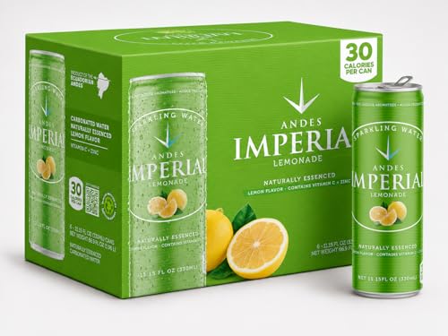 Andes Imperial Sparkling Water Lemon Flavor – Volcanic Mineral Water from Cotopaxi Ecuador – Low Sugar, Low Calorie, Vitamin C + Zinc – 6 Pack, 11.15 fl oz Cans
