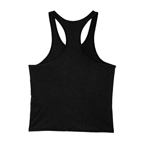 SMTSMT Mens Stringer Tank Top Y-back Mucle Gym Singlet Vest (L, Black)