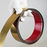 Hungbak Peel and Stick Metal Trim, Flexible Stainless Steel Molding for Wall, Fireplace, Mirror Frame, Craft and Home Decoration (Shiny Gold, 6m x 5cm)