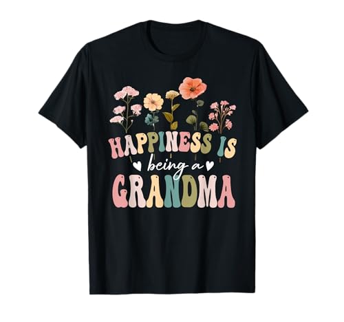 Happiness is Being a Grandma Floral Grandma Mother's Day T-Shirt