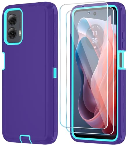 Qinmay for Motorola Moto G Power 5G 2024 Case, 3-Layer Cover, PurpleSkyBlue