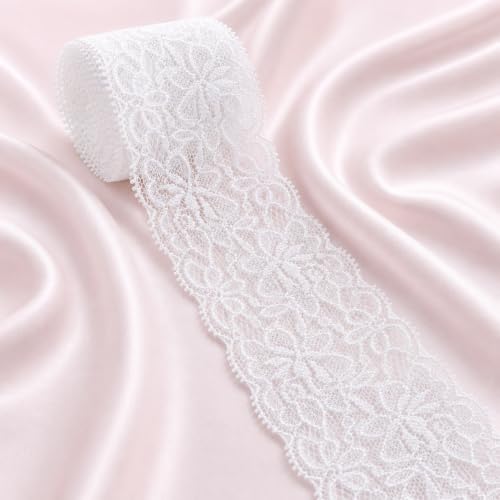 image for QingHan White Lace Trim Ribbon: 10 Yards 2.36 Inch Wide Lace Ribbon fo