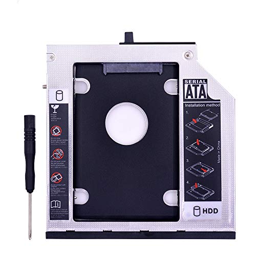 Bfenown 2nd HDD SSD Hard Drive Caddy Tray Replacement for Lenovo Thinkpad T400 T400s T410 T410s T420s T430s T500 W500, Internal Laptop CD DVD ROM Optical Modular Bay to 2.5 Inch 9.5mm