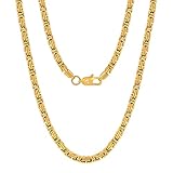 VEXXS Kette Herren 4/6mm, 18K Gold beschichtet Edelstahl Königskette...