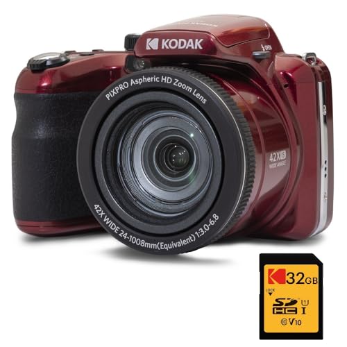KODAK Pack Bridge Pixpro Astro Zoom AZ425 + 32GB SDHC-Karte - Digitale Kamera 20 MP, 42X Zoom, Weitwinkel, 3-Zoll-LCD, Full HD 1080p Video, Li-Ionen-Akku - Schwarz