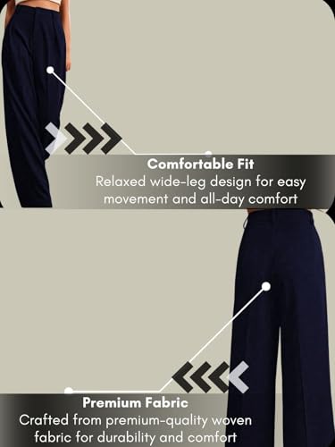 Image of GRECIILOOKS Women High Rise High Waist Trousers Flared Korean Style Formal Pants|Elegant Workwear for Office, College & Events