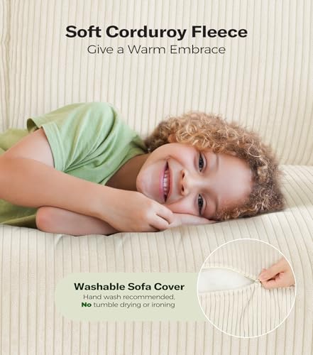 Image of Welzona 3-Layers Cloud Loveseat Sofa, 51 inch Corduroy Small Couch, Small Sofa