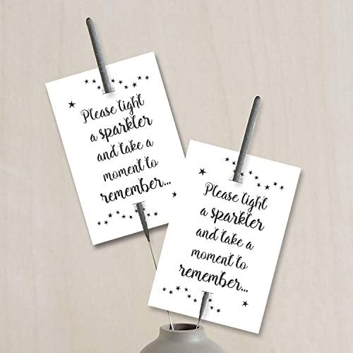 ANGEL & DOVE 25 White Sparkler Remembrance Cards - for Funeral Favours, Celebration of life, Memorial (Sparklers Not Included)