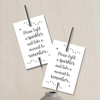 ANGEL & DOVE 25 White Sparkler Remembrance Cards - for Funeral Favours, Celebration of life, Memorial (Sparklers Not Included)