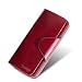 Yafeige Large Luxury Women's RFID Blocking Tri-fold Leather Wallet Zipper Ladies Clutch Purse(Red)