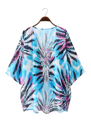 Image of Chunoy Women Floral Beach Wear Cover Up Chiffon Kimono Cardigan Open Front Blouse Top