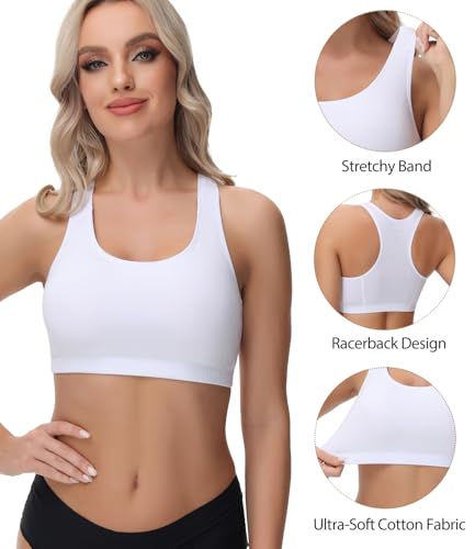 Bralette de algodón sujetador sin relleno espalda en T ropa interior mujer pack de 3 2