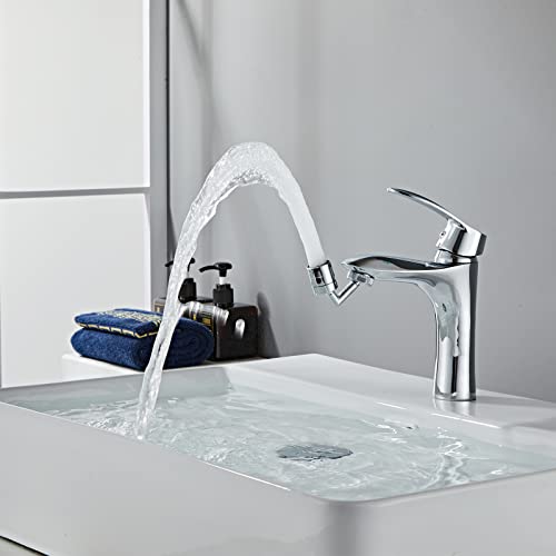 Perfson Bathroom Faucets Adapter,Universal 1 Inch Male Thread Faucet Extender For Bathroom Sink,720 Degree Swivel Sink Faucet Aerator,Stainless Steel Corner Faucet Sprayer Attachment Parts 21.5-23Mm #TOP5