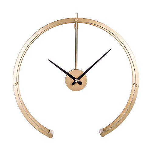 Yavso 50 cm Grande Horloge Murale Silencieuse, Métal Horloge Murale Design Moderne Horloge Murale Décorative Salon- Doré Cover
