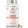 The Genius Brand Genius Glucomannan - Glucomannan Capsules for Digestive Health, Energy & Satiety Support - Natural Fiber for Stomach Comfort - Non-GMO & Vegan - 180 Veggie Capsules