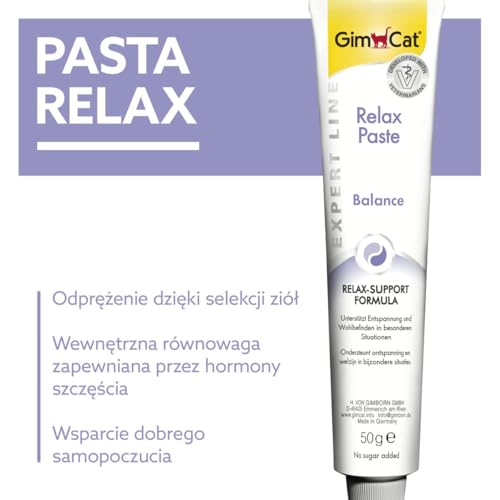 Image of DynamicSales (India) GimCat Relax Paste for Cats | Calming Support Formula for All Life Stages | Helps Promote Relaxed Behaviour and Emotional Balance | 50 g