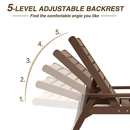Acuel Chaise Lounge, Poly Lumber, Outdoor Lounge Chair With Adjustable Backrest, Sturdy Weather Resistant Waterproof Fade Proof, For Poolside Patio Garden(Brown, 2 Pcs) #TOP3