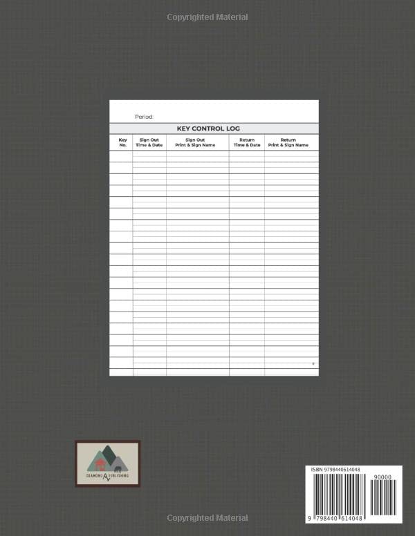 Vista 2 de Key Register Log Book Key Control Log Book for Key Check Out Security Systems - Gold with Black Weave