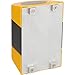 Global Industrial Magnetic Retractable Belt Barrier, Yellow Case W/15' Black/Yellow Belt