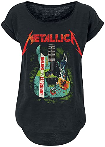 Générique Metallica Guitare Bride of Frankenstein Femme T-Shirt Manches Courtes Noir M 100% Coton Large
