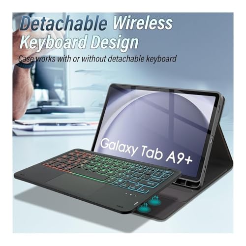 Teclado retroiluminado siete colores y funda empresarial para Samsung Galaxy Tab A11+ de 11" 3