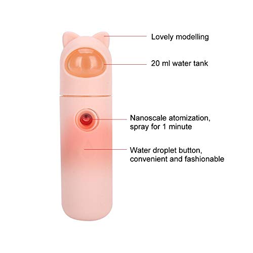 Pulverizador de névoa facial bonito nano, mini máquina de spray facial portátil de umidade, extensão