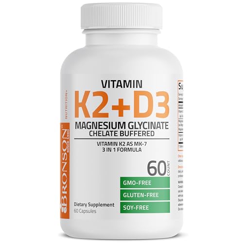 Bronson Vitamin K2+D3 Magnesium Glycinate Supplement 60 Capsules