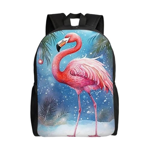 16In Travel Backpack Flamingo Palm Snow Lights Casual Daypack for Outdoor Enthusiasts, Business Men & Women, Travel Ready Design