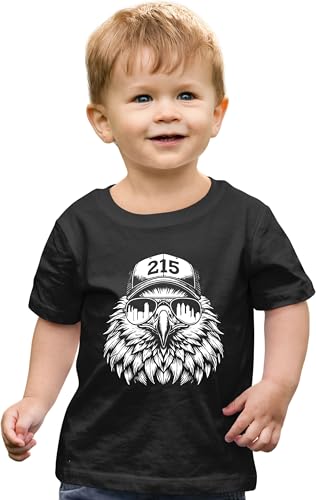 2T Black Toddler Eagle Wearing 215 Hat and Sunglasses Toddler T-Shirt