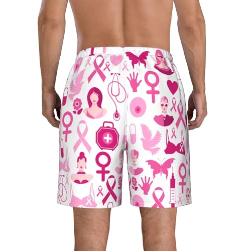 Breast Cancer Awareness Month Seamless Pattern Mens Swim Trunks Quick Dry Swim Board Shorts Casual Beach Shorts3