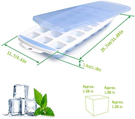 Ice Cube Trays,Ice Tray Food Grade Flexible Silicone Ice Cube Tray Molds with Lids, Easy Release Ice Trays Make 63 Ice Cube, Stackable Dishwasher Safe, Non-toxic