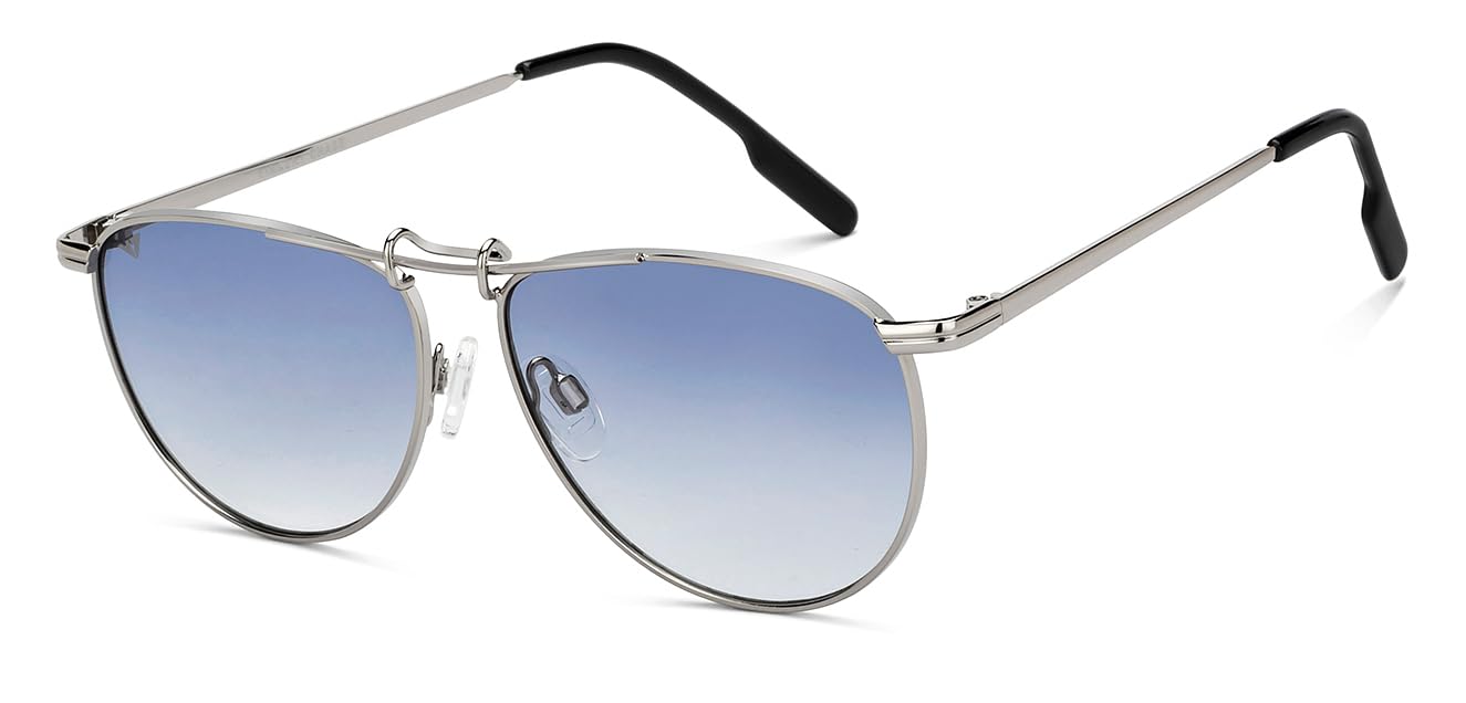 Vincent Chase By Lenskart | Silver Blue Full Rim Pilot | Fashion Essentials | Branded Latest and Stylish Sunglasses | 100% UV Protected | Men &…