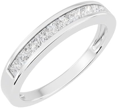 1.00 carat (CTW 14K White Gold Princess White Diamond Wedding Anniversary Ring Stackable Band 1 ct (USA Ring Size 7)