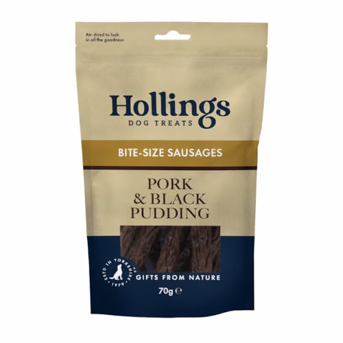Hollings Gourmet Pork & Black Pudding Sausages Dog Treats Delicious Nutritious Air Dried Chews for Adult Dogs 100% Gluten Free & Made with Natural Ingredients (70g)