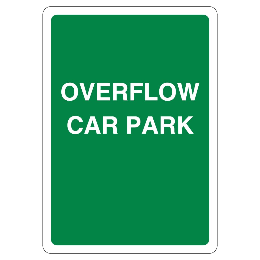 V Safety Overflow Car Park - Green 210 x 297 mm (A4) - 1mm Rigid Plastic Safety Sign