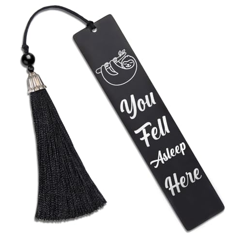 DYJYBMY You Fell Asleep Here, Metal Bookmark, Engraved Bookmark, Teacher Gift, Book Club Gifts, Wedding Party Gift, Gift for Women Men Book Lover Friends Librarian