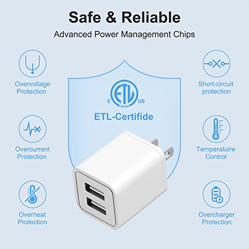 image for Novobit USB Wall Charger,3-Pack USB Charger Fast Wall Charger Block 2.