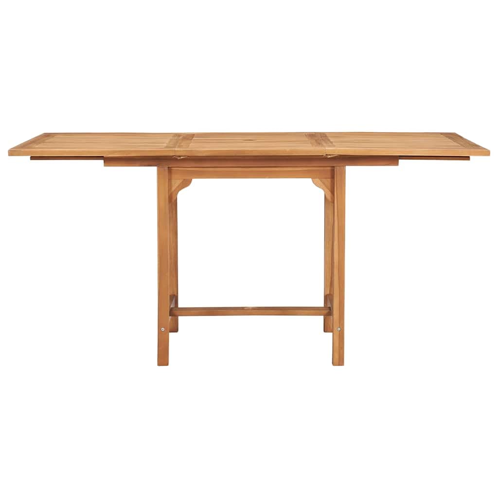 Set di mobili da giardino in teak massiccio, sedie da giardino pieghevoli e tavolo da giardino allungabile fino a 160 cm, apertura per ombrellone, resistente all'umidità e agli insetti, facile da
