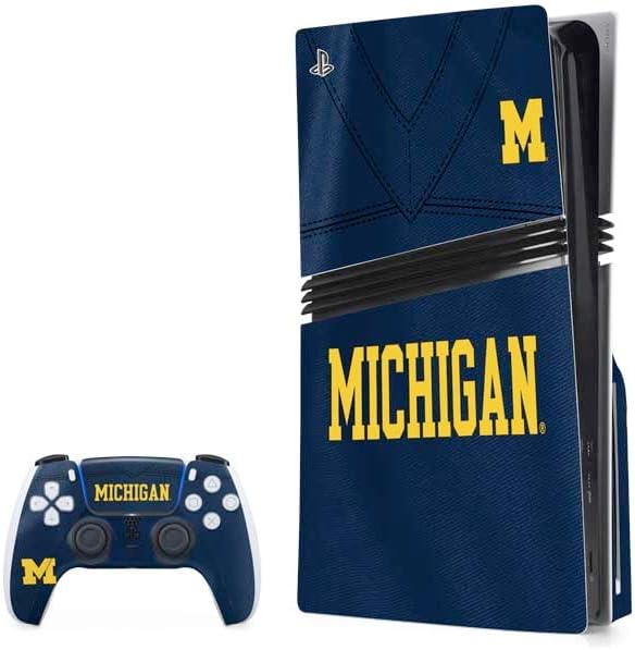 Skinit Decal Gaming Skin Compatible with PS5 Pro Disk Bundle - Officially Licensed University of Michigan M Logo Yellow Design