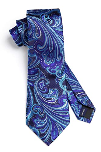 Image of HISDERN Ties for Men Paisley Tie and Pocket Square Woven Classic Floral Mens Ties Handkerchief Set Wedding Party Necktie