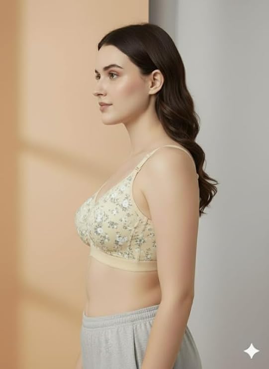 Image of Women's Polycotton Full Coverage Non-Padded C Cup Bra | Soft, Comfortable Everyday Wear | Multicolor (Pack of 3)