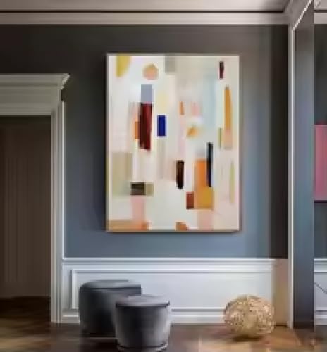Tableau peinture à l'huile moderne abstrait grand format 60x90cm déco murale