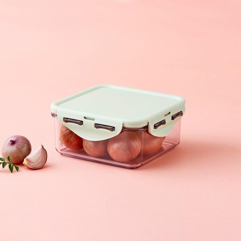Image of LocknLock Bisfree Pure Airtight Food Storage Container 600ML (Square) | Leakproof & BPA-Free Plastic Box | Kitchen Organizer for Snacks, Spices, Fruits & Meal Portions - Light Green