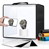 Glendan Light Box Photography, 10"x10" Photo Box with 88 High Color Rendering Index LED Lights, 6 Co