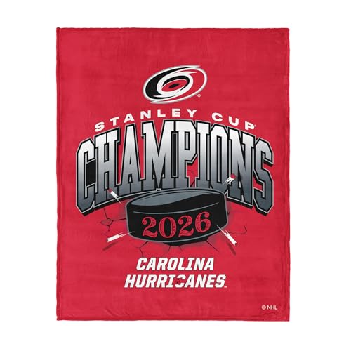 Northwest NHL Carolina Hurricanes 2026 Stanley Cup Champions Silk Touch Throw Blanket, Ultra Soft Plush Polyester, Lightweight Warm Decorative Fan Gift, 46 x 60 in